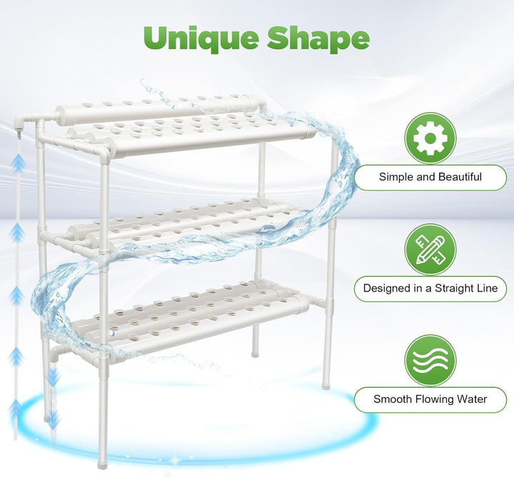 Futchoy Hydroponic Site Grow Kit 108/90 Plant Sites 3 Layer Plant Vegetable Garten Yard Terrasse, fü