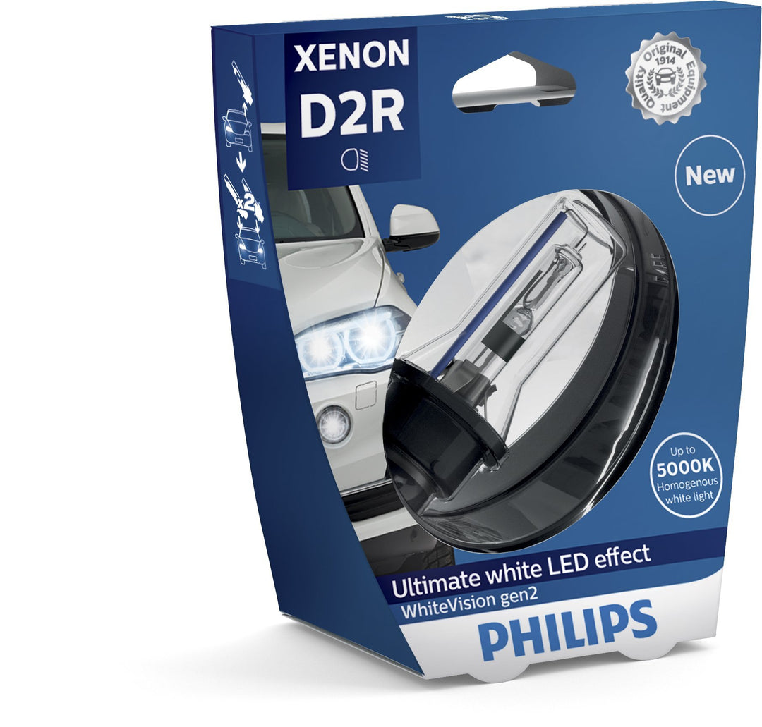 Philips 85126WHV2S1 Xenon-Scheinwerferlampe WhiteVision D2R Gen2, Einzelblister D2R Single, D2R Sing