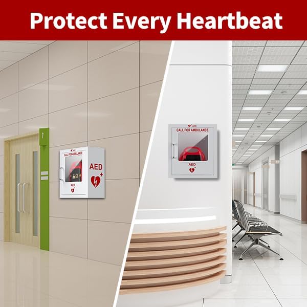 ISOP AED-Defibrillator-Aufbewahrungsschrank | Wandmontierte Erste-Hilfe-Box | AED-Alarmkasten aus St