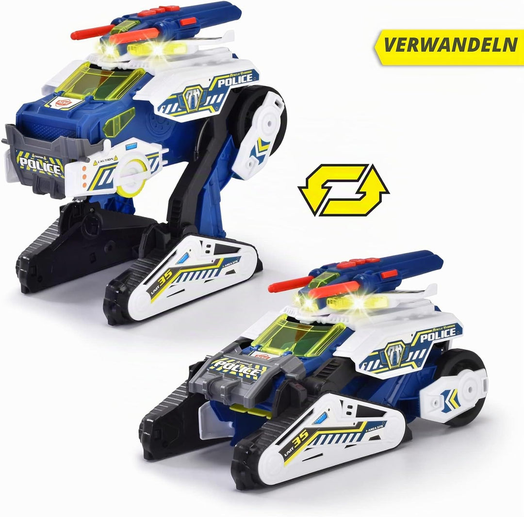 Dickie Toys Rescue Hybrids Polizei-Fahrzeug Police Bot (35 cm) - futuristisches Polizeiauto (gross)