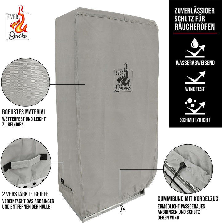 Schutzhülle für Räucherofen, Large (120cm), Grau | Wasserabweisende Polyester, UV-Schutz, Staubschut