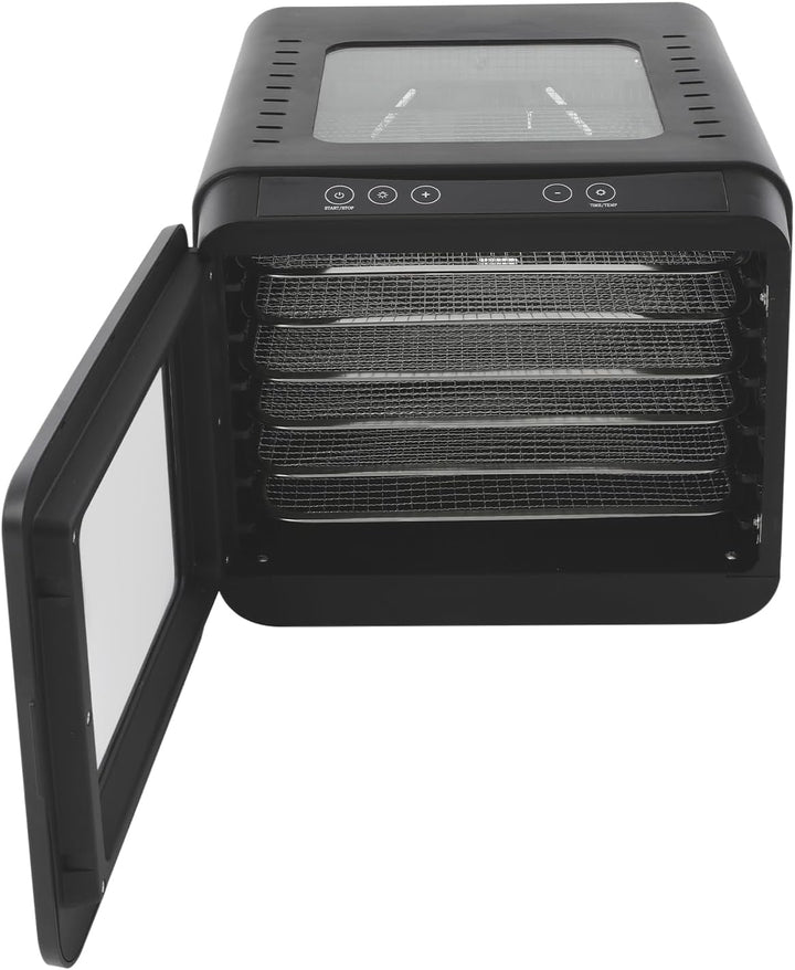 Dörrautomat Dehydrator Dörrgerät, Dörrautomatenmit 6 Edelstahl Schalen, Einstellbare Arbeitstemperat