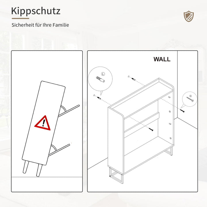 Schuhschrank Schmal, Schuhregal mit 2 Klappen, Schuhkipper mit 4 Ablageflächen, Schuhkommode mit off