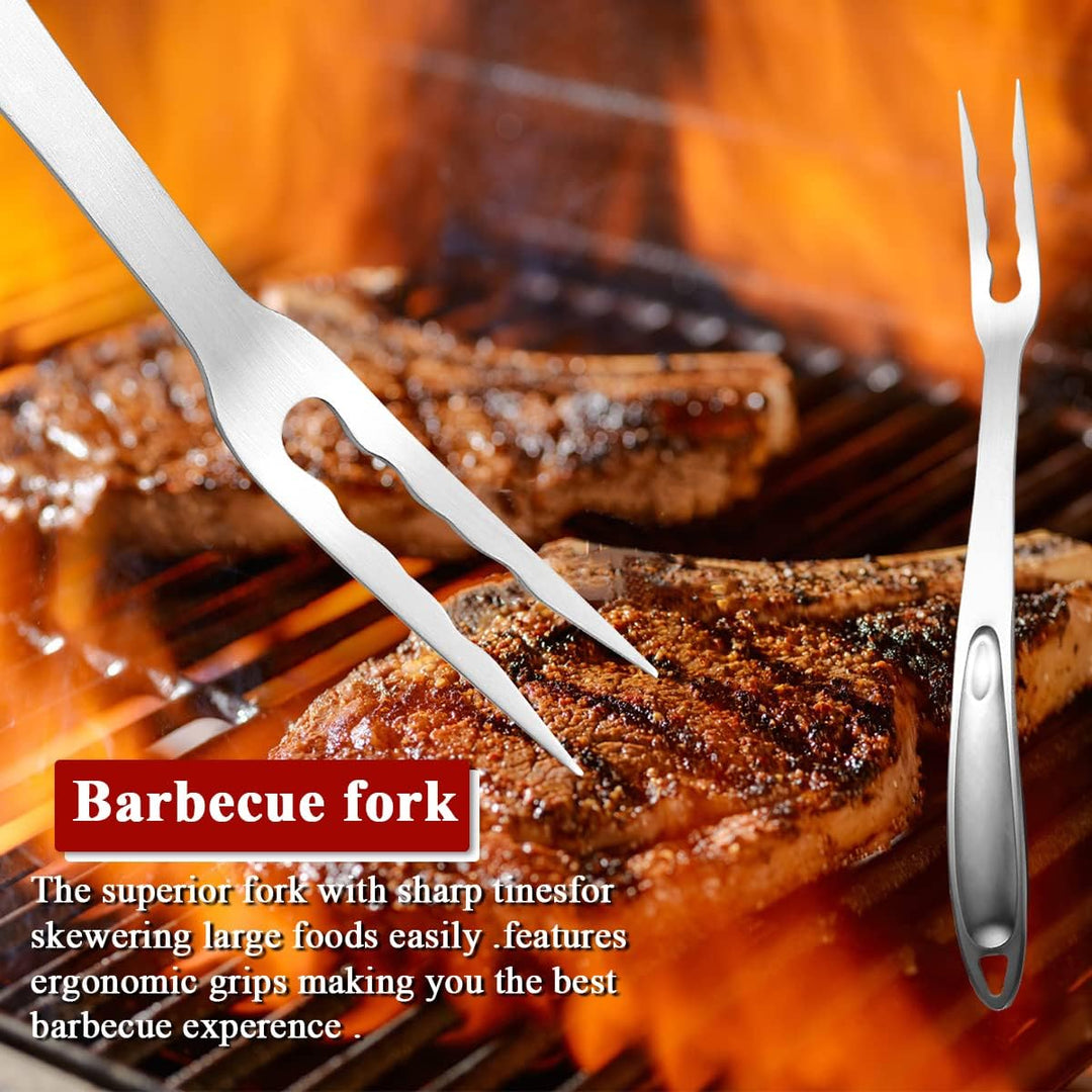 Kyraton Grill Zubehör Kit 4-teilig, Grill Zubehör Werkzeug Set, Edelstahl mit Bakelit Griff, Hitzebe