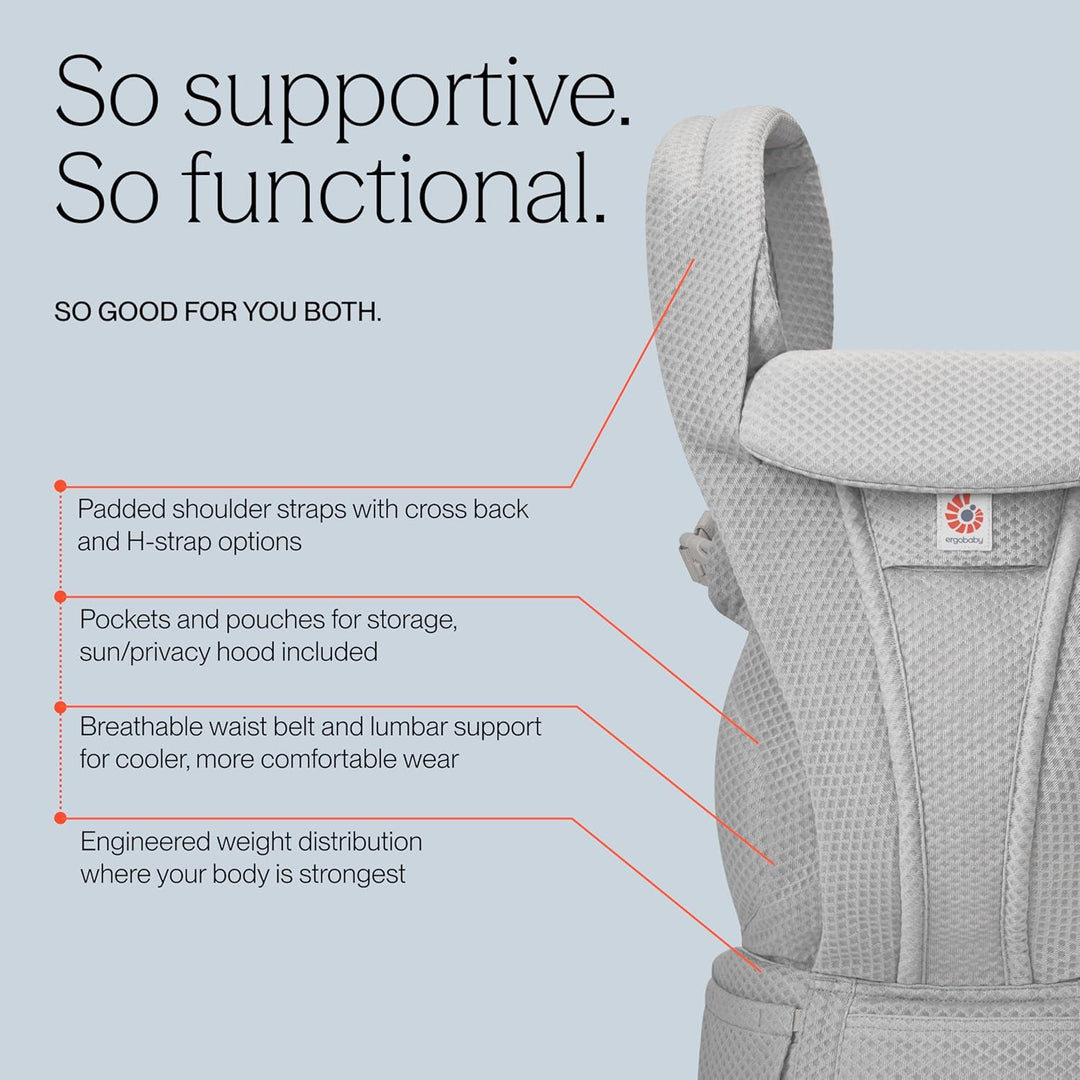 Ergobaby Omni Deluxe All-in-One Babytrage für Neugeborene ab Geburt bis 20kg, Ergonomische 4-Positio