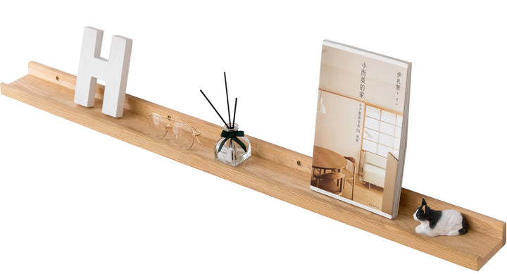 Gieanoo Bilderleiste Holz, 90cm Eiche Regal Massiv Schweberegal Wandregal gewürzregal regalbrett Hän