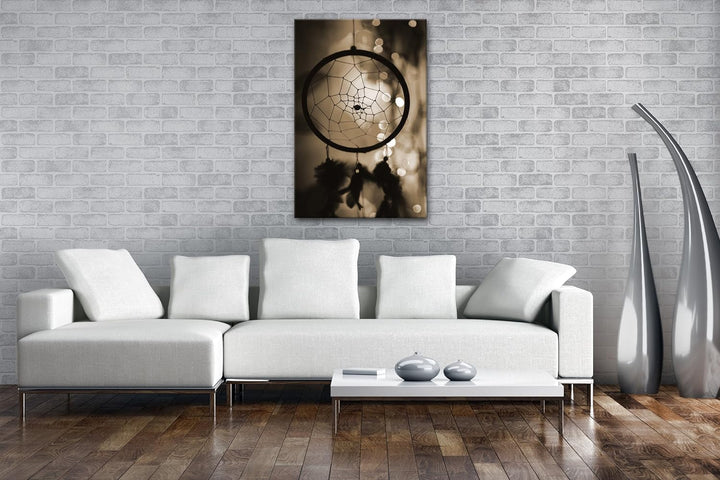 deyoli Farbenfroher Traumfänger Format: 80x60 Effekt: Sepia als Leinwand, Motiv fertig gerahmt auf E