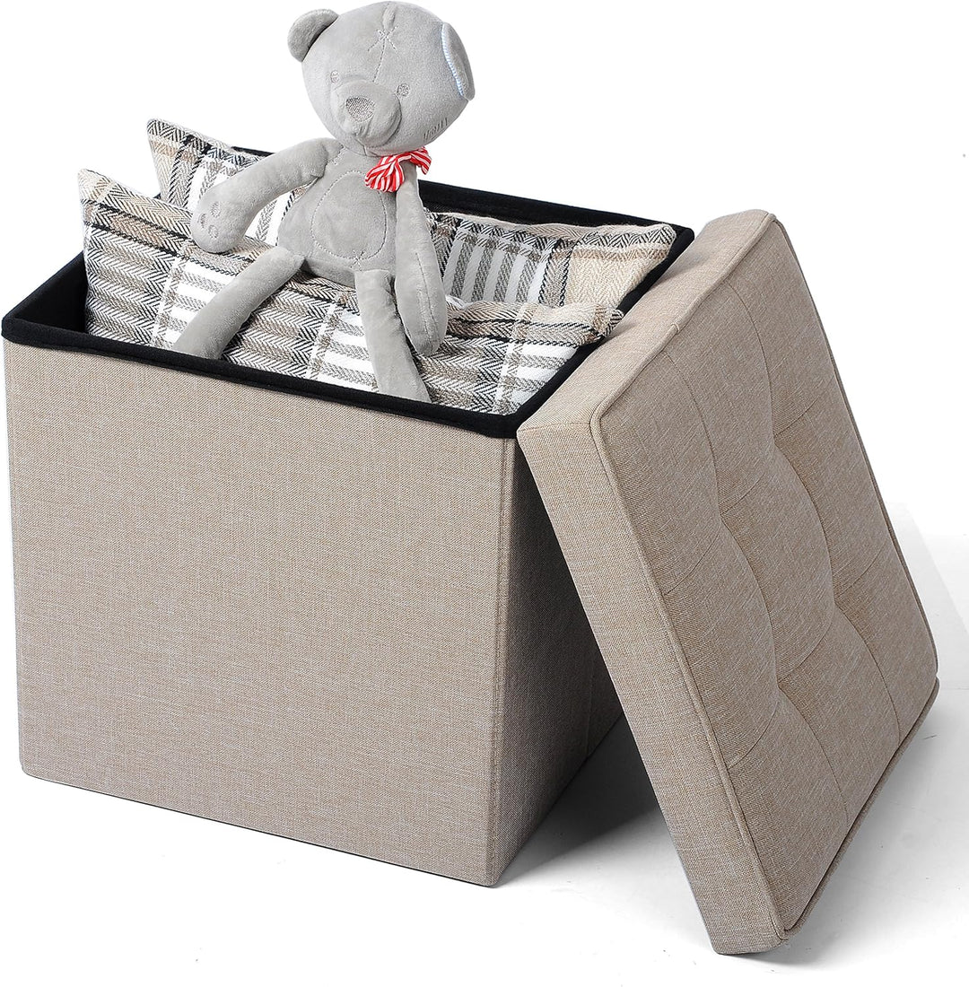 WOLTU 2er Set Sitzhocker mit Stauraum Sitzwürfel Sitzbank Faltbar Truhen Aufbewahrungsbox, Deckel Ab