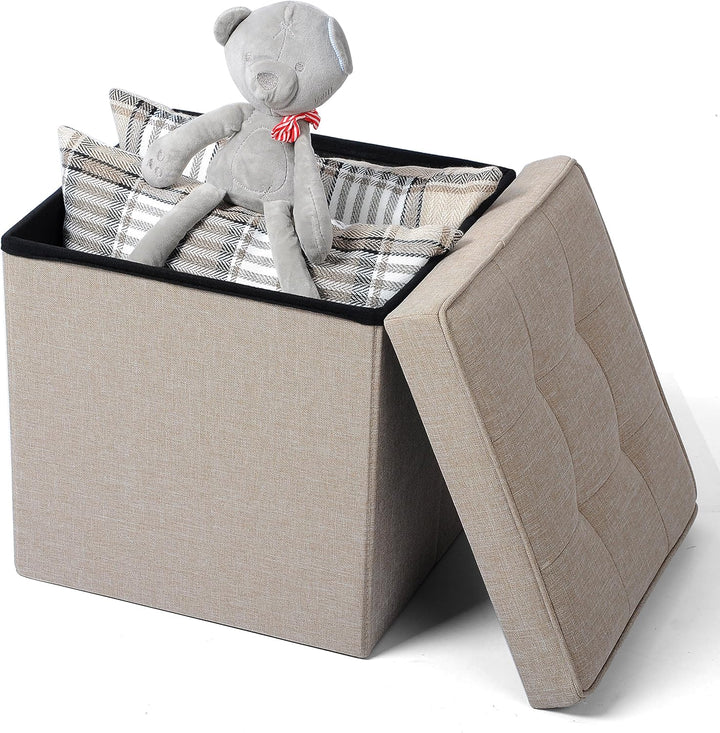 WOLTU 2er Set Sitzhocker mit Stauraum Sitzwürfel Sitzbank Faltbar Truhen Aufbewahrungsbox, Deckel Ab
