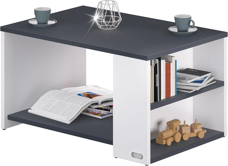 Casaria® Couchtisch Ablage Fächer Stauraum 90x59x48cm Kratzfest Holz 50kg Belastbarkeit Modern Wohnz