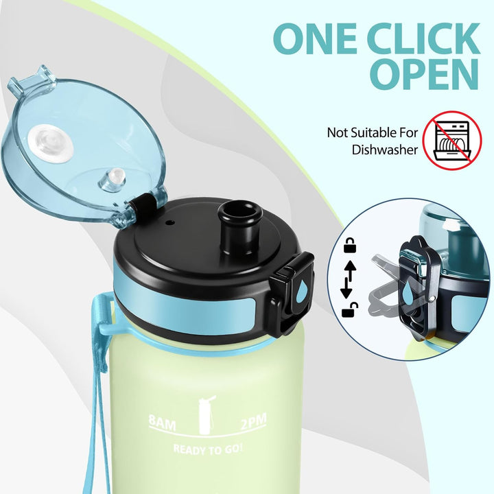 HoneyHolly Trinkflasche 1L, Auslaufsicher mit Zeitmarkierung, Wasserflasche, Sportflasche mit Filter