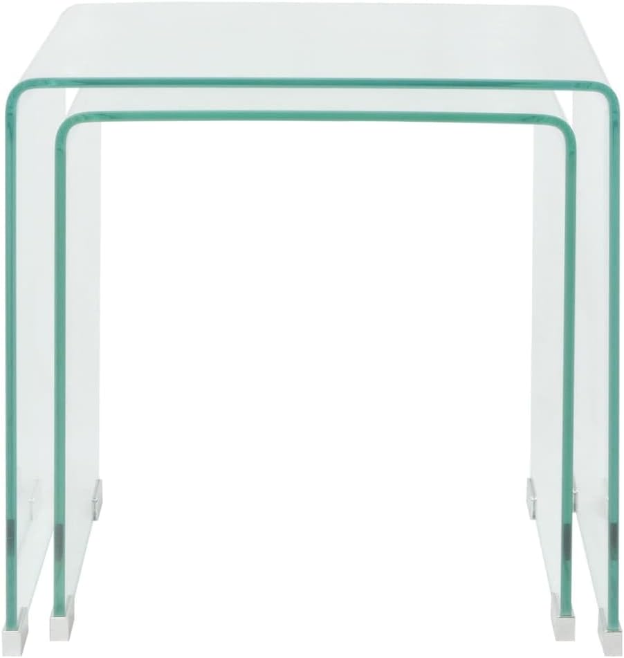 vidaXL 2-TLG. Satztisch-Set Beistelltisch Kaffeetisch Couchtisch gehärtetes Glas