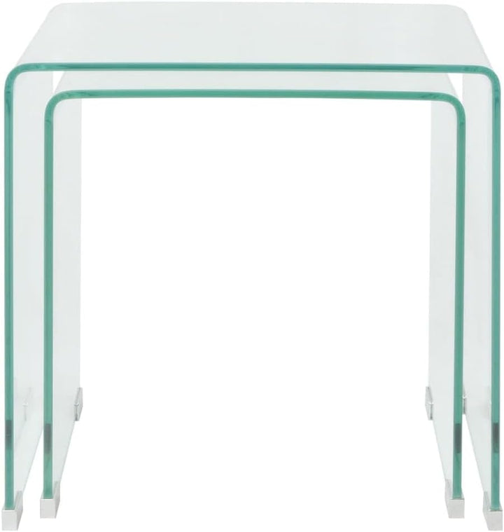 vidaXL 2-TLG. Satztisch-Set Beistelltisch Kaffeetisch Couchtisch gehärtetes Glas