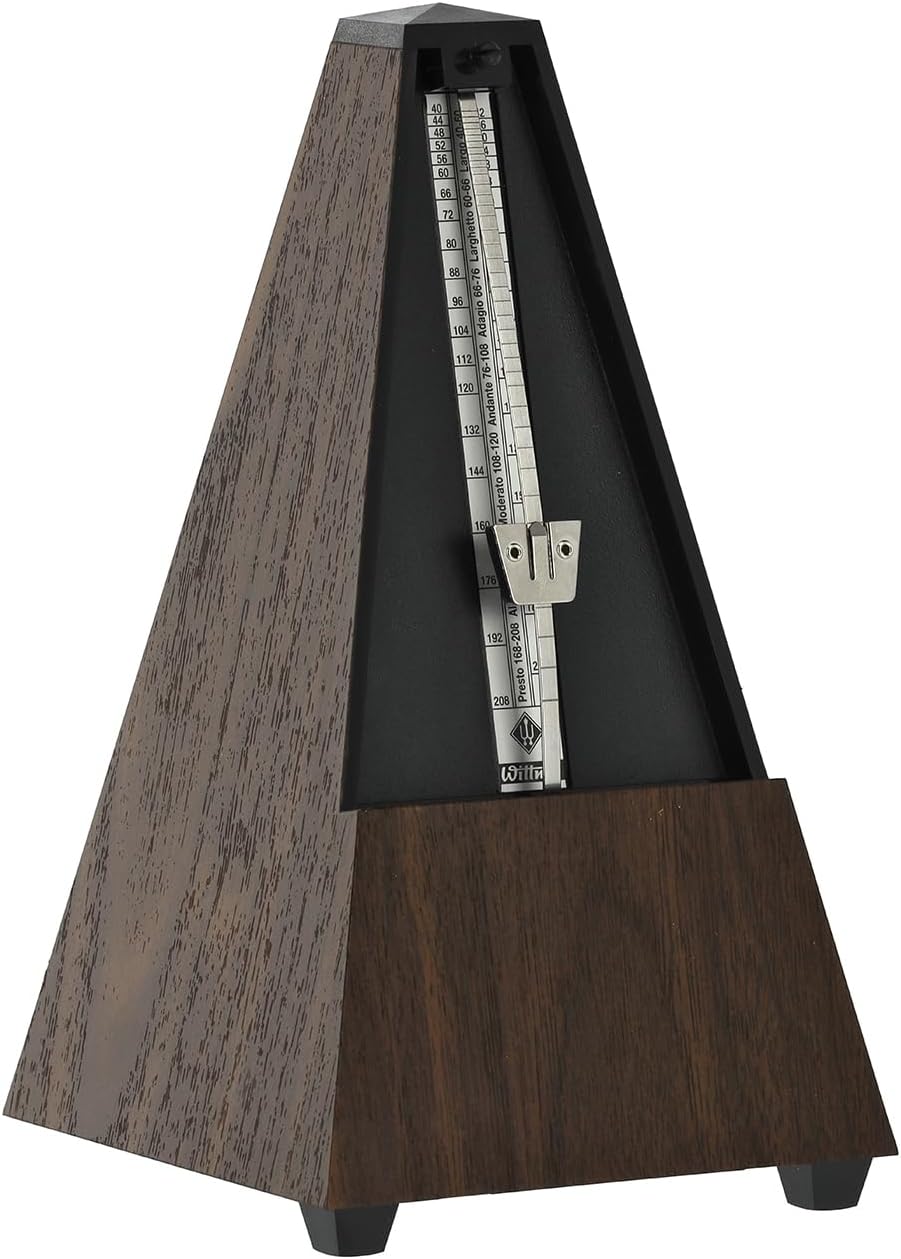 Wittner Metronom 804K Kunststoffgehäuse ohne Glocke Taktell Pyramidenform Nussbaum-Maserung, Nussbau