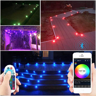 20er Bluetooth RGB Led Bodeneinbaustrahle Aussen 0.6W Ø30mm IP67 Wasserdicht LED Einbaustrahler Terr