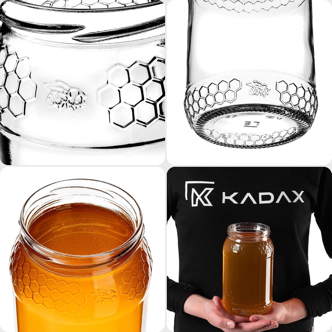 KADAX 8er Set Einmachgläser 900ml TO82 Colourful Bee, Pack of 8, Grosse Sturzgläser mit Schraubdecke