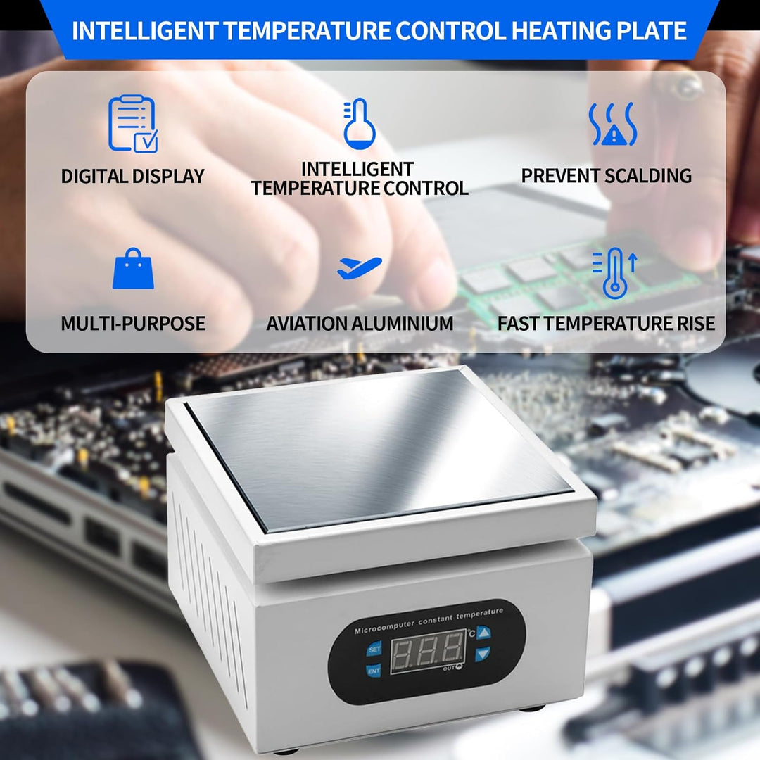 Auveach Lötstation Heizplatte 400 ℃ Elektrisch 350W Schweisser Heizplatte mit Digitalanzeige für Rep