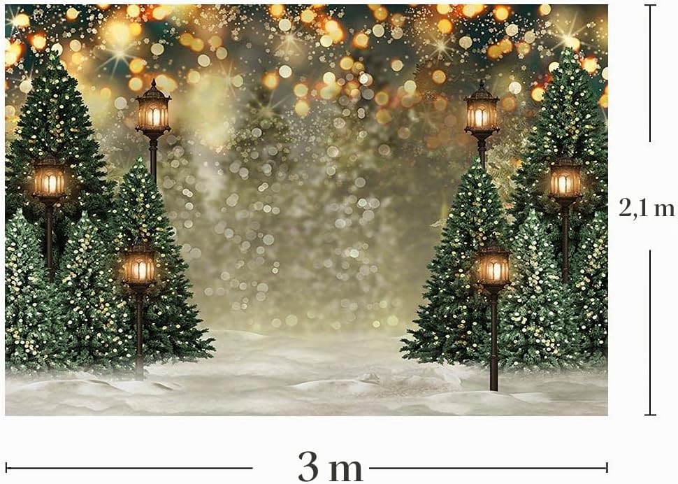MEHOFOND Fotohintergrund für Neugeborene, Motiv: Weihnachtsbaum, Schneeflocke, Grün, 3 x 2,1 m 10x7f