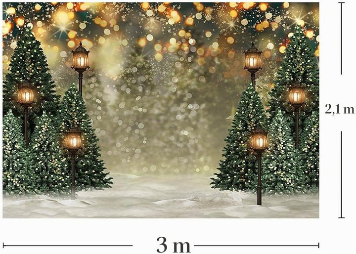 MEHOFOND Fotohintergrund für Neugeborene, Motiv: Weihnachtsbaum, Schneeflocke, Grün, 3 x 2,1 m 10x7f