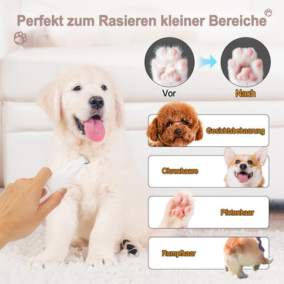 Leise Hundeschermaschine, Pfotentrimmer für Hunde, Profi Tierhaarschneidemaschine mit Led-Licht für