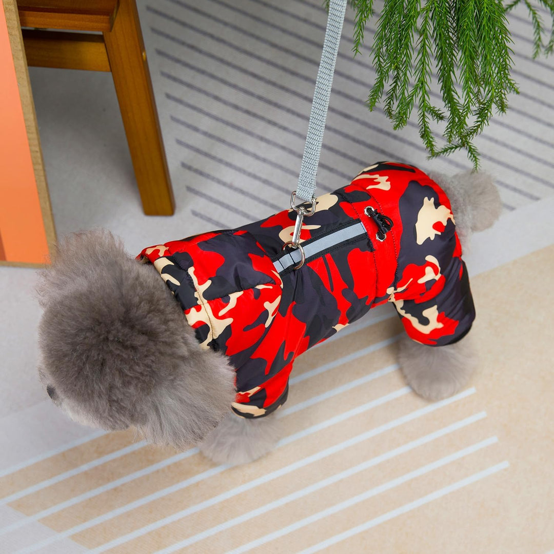 Izefia Hundemantel Haustier Bekleidung Jumpsuit Winddichte Kalte Wettermantel Tarnung Warme Winter D