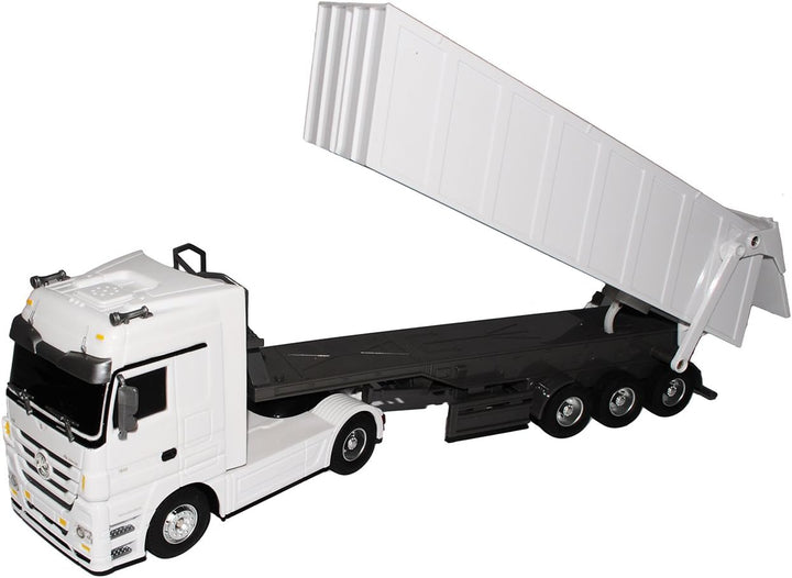 alles-meine.de GmbH Mercedes-B Actros Kipper Weiss 27 MHz - RC Funkauto - mit Beleuchtung - viele Fu