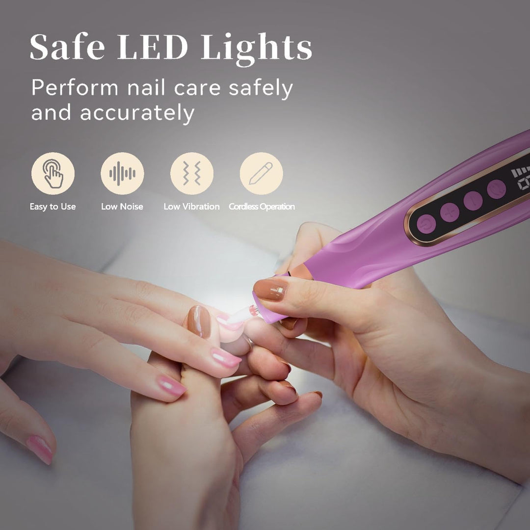 Nagelfräse Tragbare 2600 mAh Nagelfräser für Gelnägel Kabellos Nagelfeile 6-Gang Nagelbohrmaschine 1