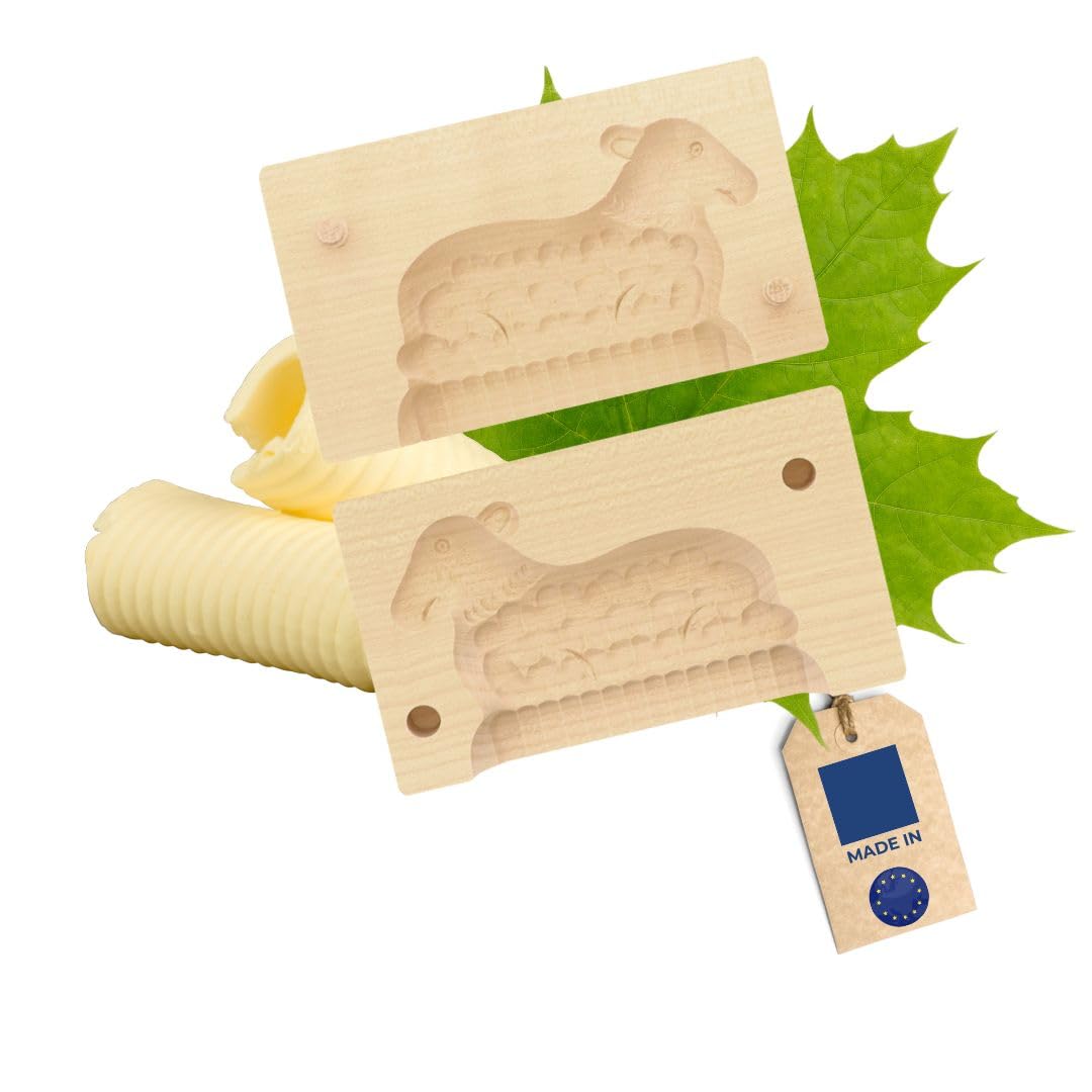 HOFMEISTER® Butter-Klappform, 2-teilig, Lamm, 14 cm, handgefertigt in Deutschland, Butterform zum Ve