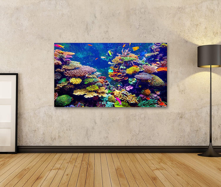 islandburner Bild auf Leinwand Singapur Aquarium Korallenriff Tropische Fische Sonnenlicht Bilder Wa