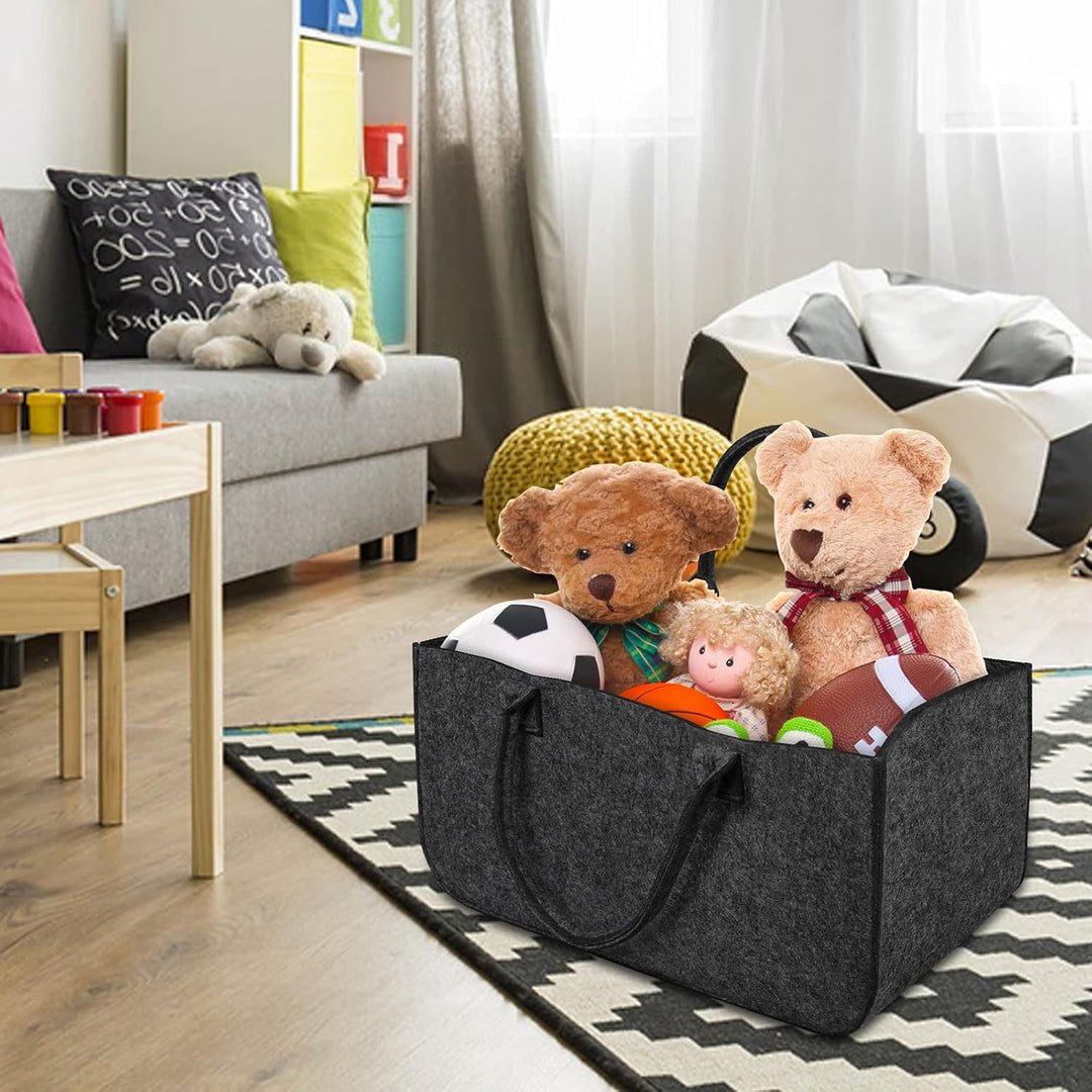 FIVMEN 4 Stück Filztasche Faltbar Filzkorb Holzkorb mit Griffen Kaminholzkorb Brennholzkorb Shopper