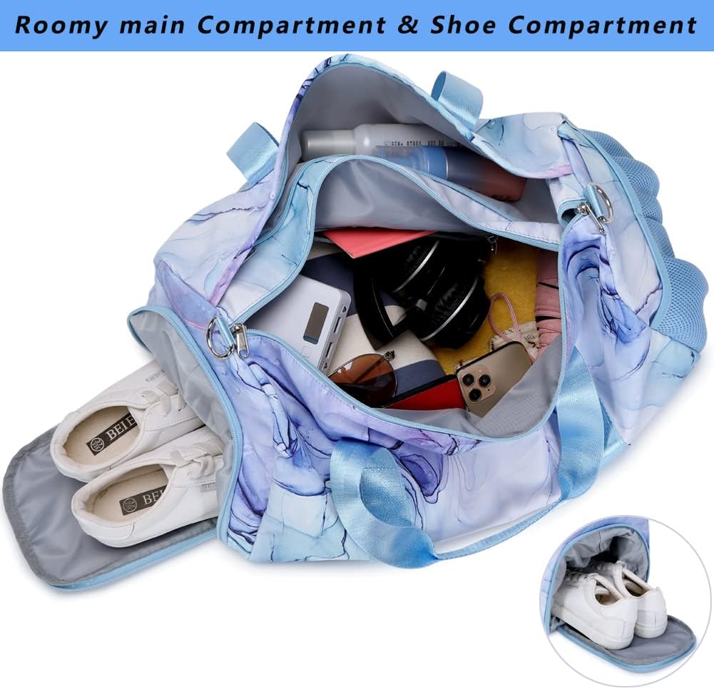 Sporttasche Mädchen Reisetasche Kinder Mädchen Trainingstasche mit Schuhfach Schwimmtasche mit Nassf