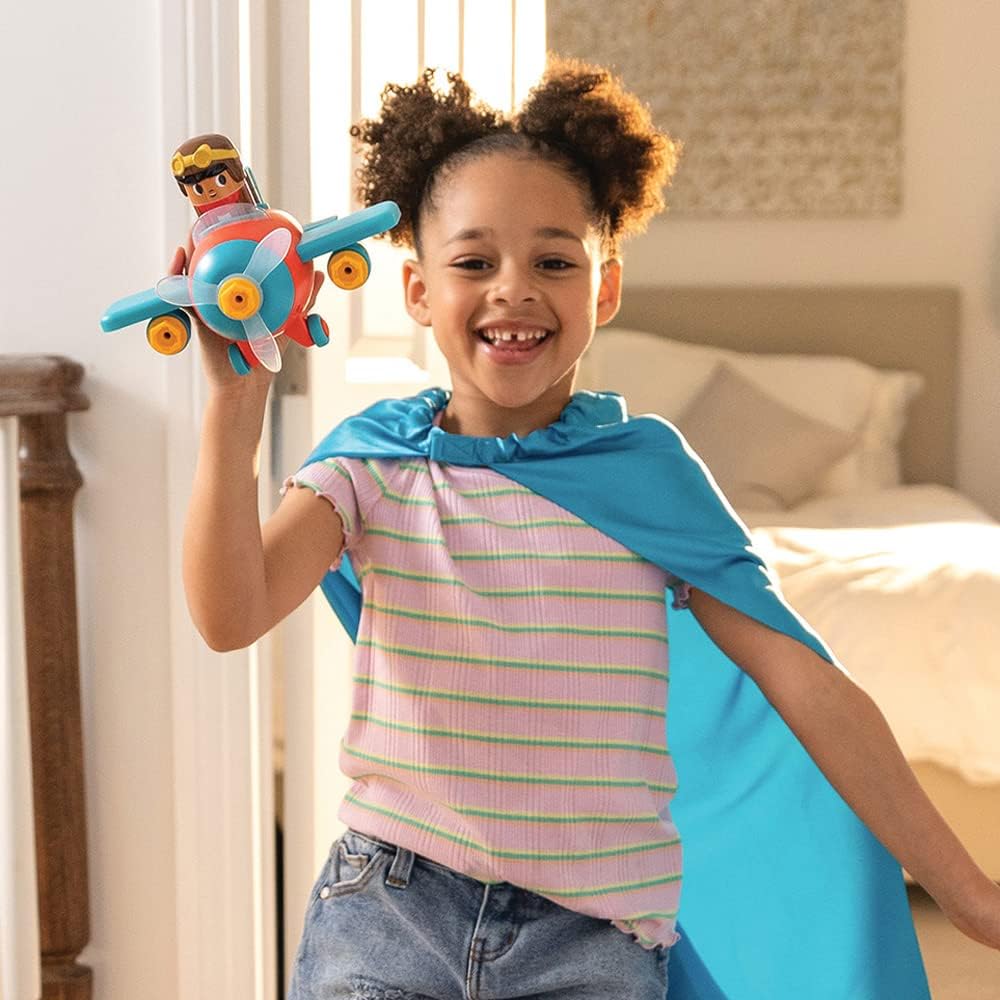 Learning Resources Design & Drill Schrauberkumpel Flugzeug, Flieger-Spielset mit Flugzeug und Pilotf