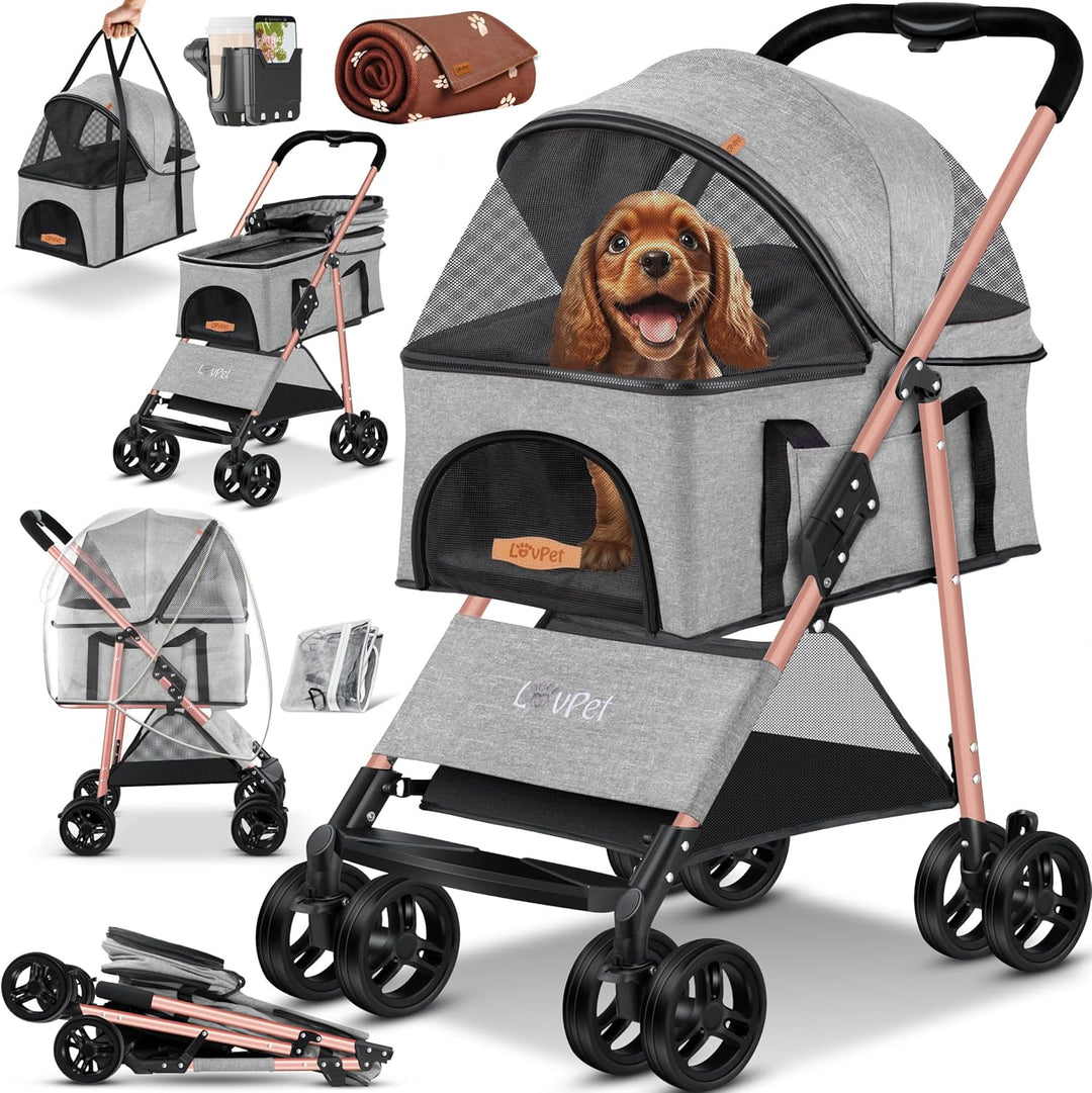 LOVPET® Hundewagen 2in1 Hundebuggy Hundebox Transporttasche Faltbar klappbar bis 20kg Haustiere Bugg