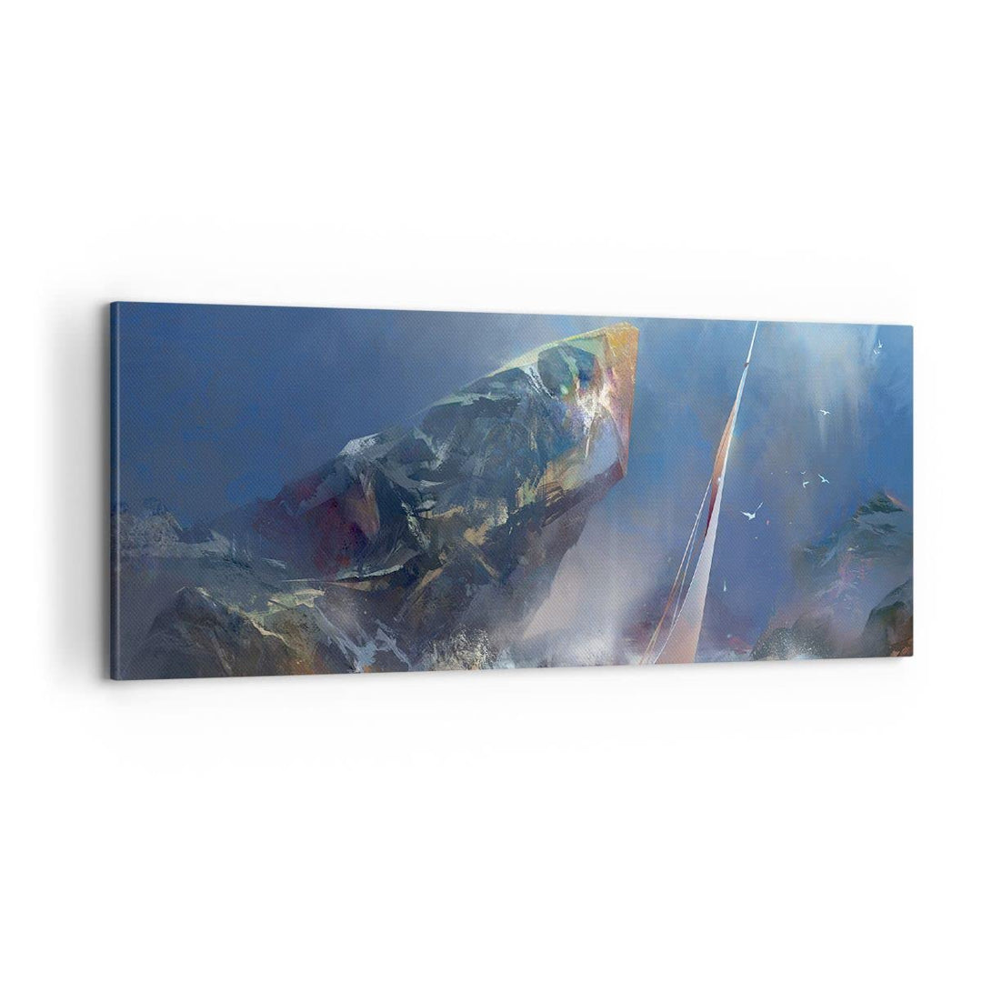Panorama Bilder auf Leinwand 100x40cm Leinwandbild mit Rahmen Meer Segelboot Gross Wanddeko Bild Sch