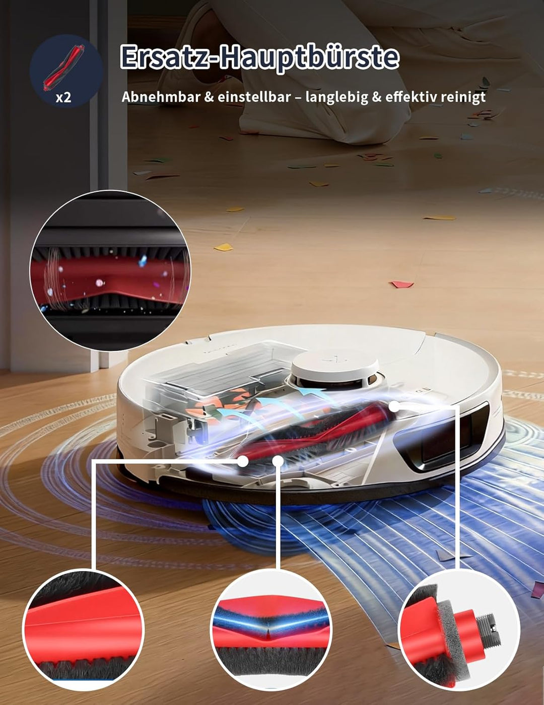 24 Stück Zubehör für Roborock Saros Q10 S5+ | mit 2 Hauptbürsten, 4 Feuchttücher, 4 HEPA-Filter, 6 S