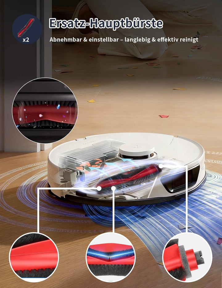 24 Stück Zubehör für Roborock Saros Q10 S5+ | mit 2 Hauptbürsten, 4 Feuchttücher, 4 HEPA-Filter, 6 S