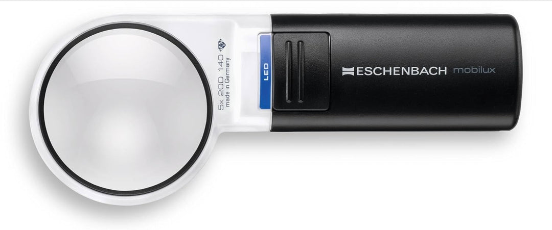 Eschenbach Optik Lupe Handlupe mit LED-Beleuchtung mobiluxLED Vergrösserung: 5X Linsengrösse: (Ø) 58