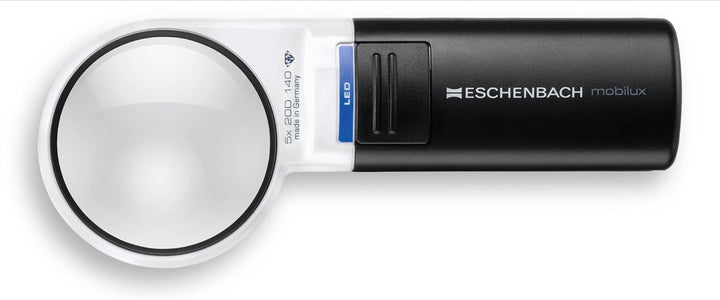 Eschenbach Optik Lupe Handlupe mit LED-Beleuchtung mobiluxLED Vergrösserung: 5X Linsengrösse: (Ø) 58