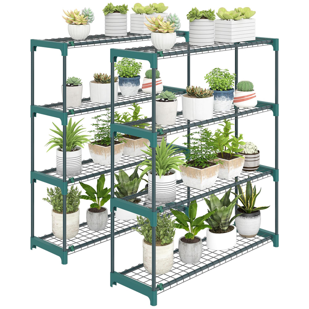 Outsunny 2er-Set Pflanzenständer, 4-Etagen 104 cm hoch Blumenständer für Innen Aussen, Pflanzenregal