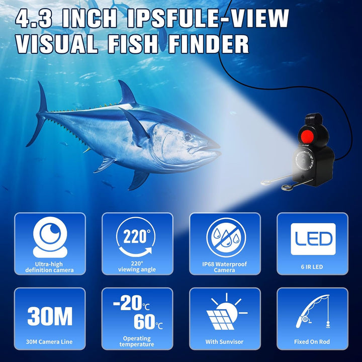 Fischfinder, Unterwasserkamera Angeln, Fish Finder Kamera IP68 Wasserdicht Unterwasser Kamera, 5000m