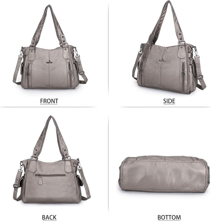 ZOCAI AngelKiss Handtasche Damen Schultertasche Multifunktionale Umhängetaschen Gewaschenes Veganes