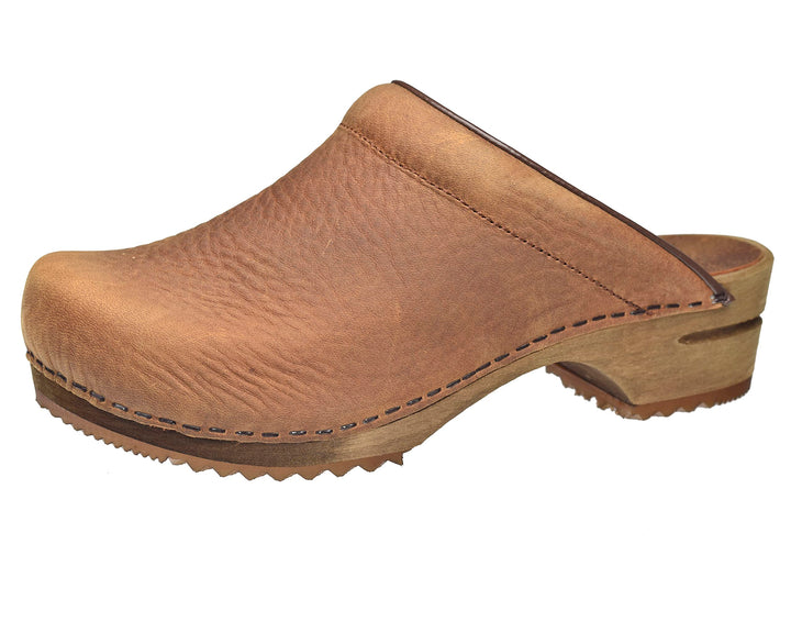 Sanita Christian offener Clog | Original handgemacht | Leder-Holzclogs für Männer 40 EU Braun, 40 EU