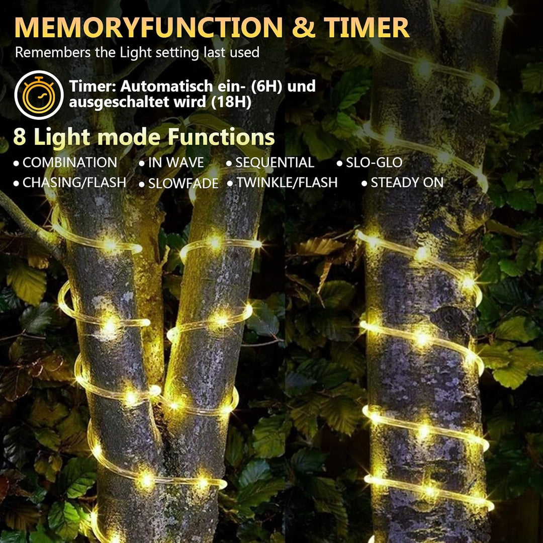 Gimisgu Lichterschlauch Aussen 20m Led Schlauch Warmweiss 480 Led Lichtschlauch mit Timing Controlle