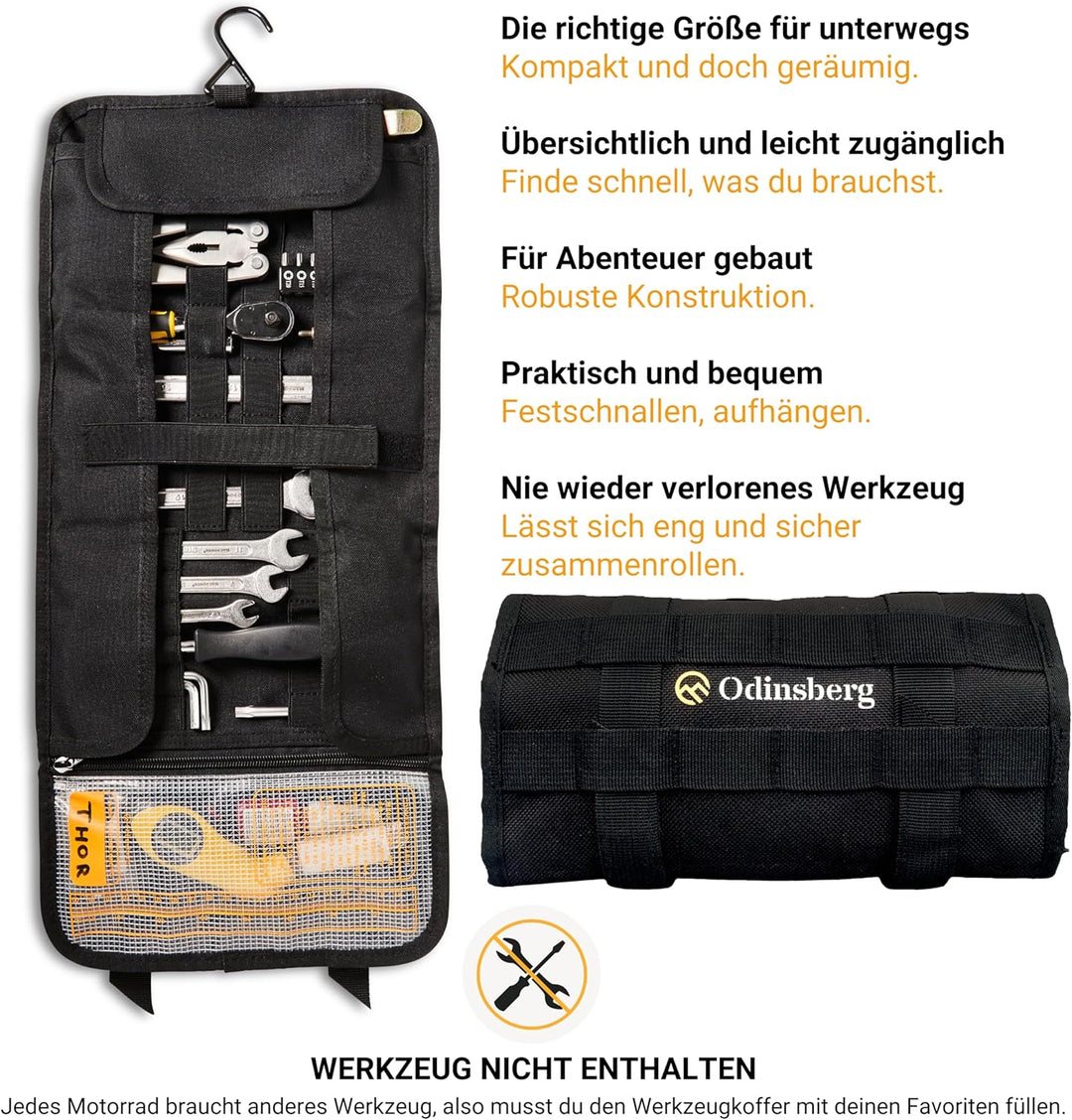 Odinsberg Heavy Duty Tool Roll Werkzeugrolle für Motorrad - Werkzeugtasche ohne Inhalt mit Taktische