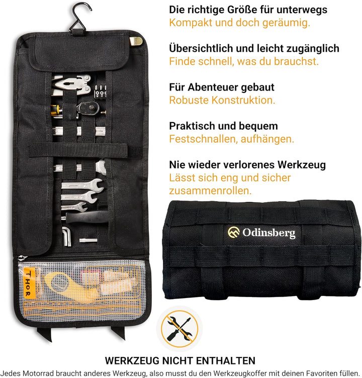 Odinsberg Heavy Duty Tool Roll Werkzeugrolle für Motorrad - Werkzeugtasche ohne Inhalt mit Taktische