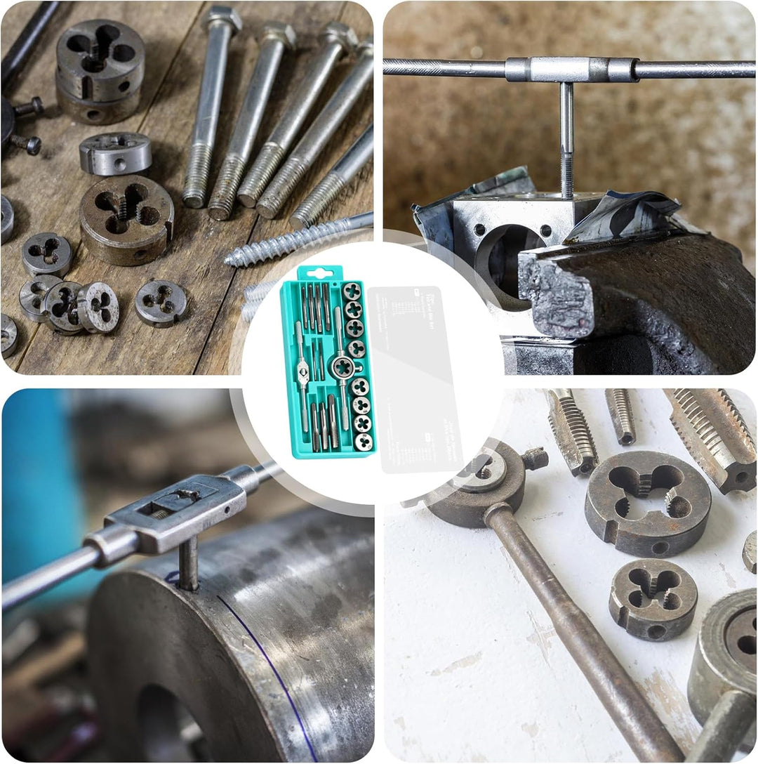 20 Tlg Gewindeschneider Set, M3-M12 Metrisch Gewindeschneidsatz, DIY Schneideisen, Gewindeschneider,