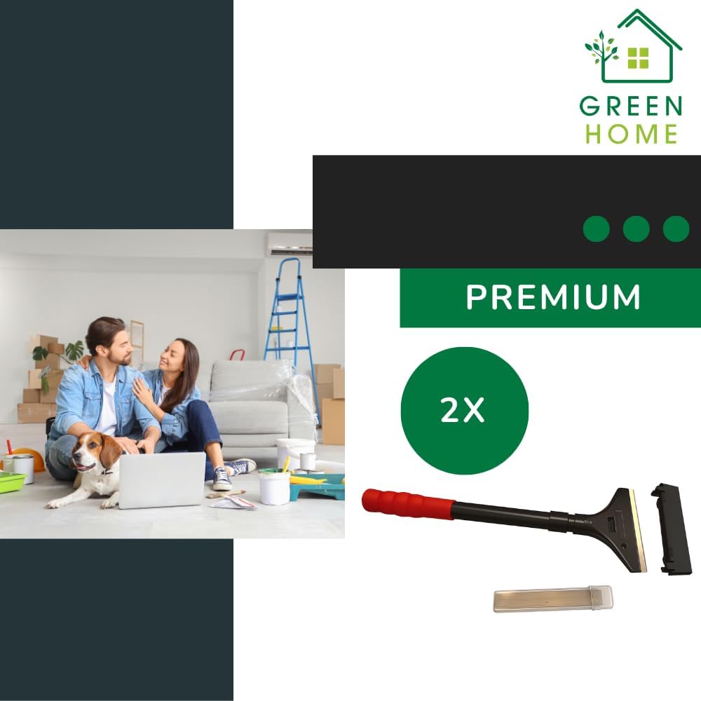 Green Home - Farbschaber PREMIUM 30 cm Tapetenschaber [Schnellwechselvorrichtung] - 100 mm inkl. 5 E