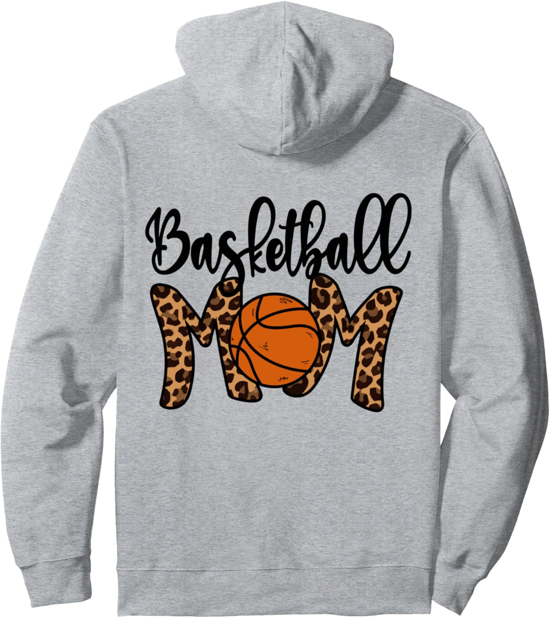 Basketball Mom Leopard Print Cute Mothers Day Basketball Mom Pullover Hoodie