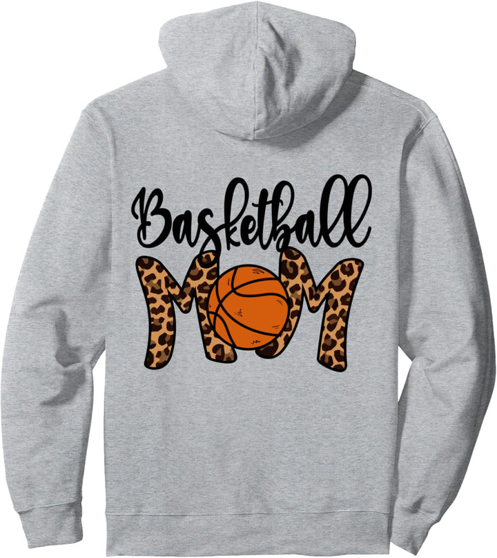 Basketball Mom Leopard Print Cute Mothers Day Basketball Mom Pullover Hoodie