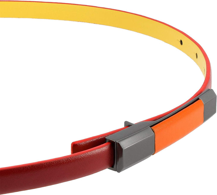 DUDU Damen Gürtel aus echtem Leder Made in Italy Bunt H 12 mm Kürzbar Koppelschliesse Rot von 100 cm